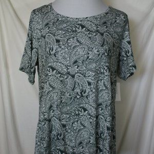 Westport Gray White Paisley High Low Top Women's Size Large Stretch
